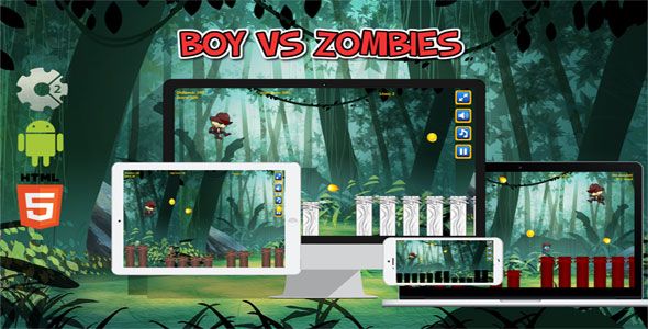 Boy vs Zombies - HTML5 Javascript game(Construct2 | Construct 3 both version included)    Games