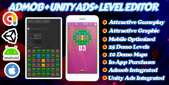 Brick Breaking - Unity Complete Game Template Android  Mobile Games