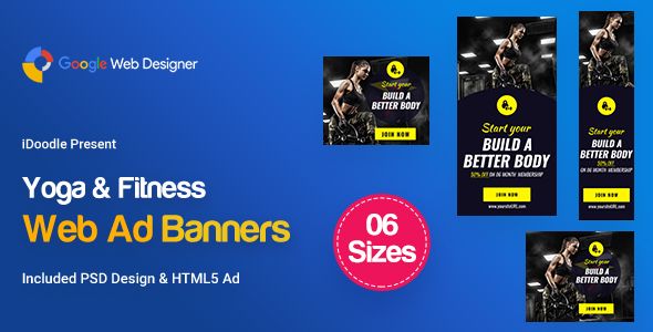 C19 - Yoga & Fitness Banners HTML5 - GWD & PSD Ad Templates