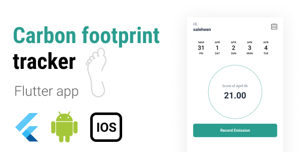 Carbon footprint tracker flutter app - android ios Flutter  Mobile Full Applications