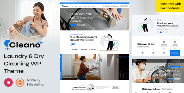 Cleano - Dry Cleaning & Laundry Service WordPress Theme WordPress Business, Corporate  