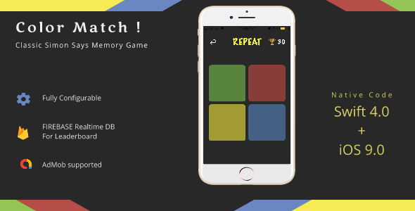 Color Match - A Memory Game iOS  Mobile Games