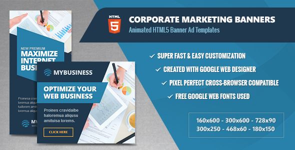 Corporate Marketing Banners - HTML5 Animated Ads    Ad Templates
