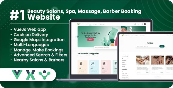 Customer Website For Multi-Vendor Beauty Salons, Spa, Massage, Barber Booking, Business Listing  Miscellaneous  