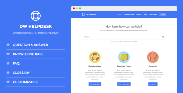 DW Helpdesk - Knowledge Base / Q&A / FAQ WordPress Theme    