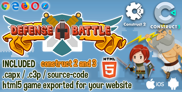 Defense Battle HTML5 Game - Construct 2 & 3 Source-code    Games