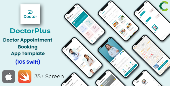 Doctor Appointment Booking App Template in iOS Swift | DoctorPlus iOS  Mobile Templates