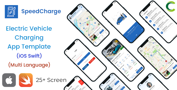 EV Charging Station App | Electric Vehicle Charging Spot App | iOS Swift | SpeedCharge iOS  Mobile Templates