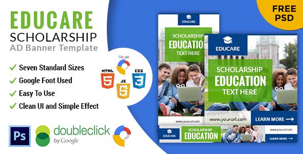 Educare | Education  HTML 5 GWD Animated Google Banner    Ad Templates