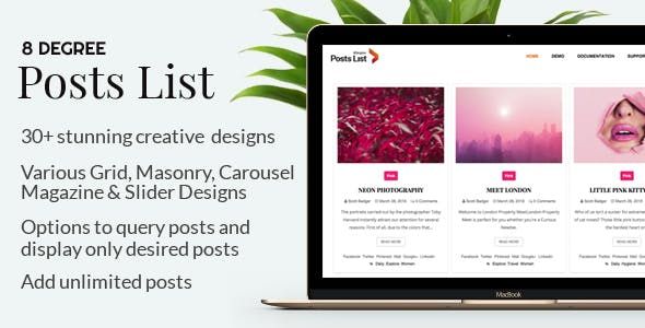 Eight Degree Posts List Pro - Easy-To-Use Posts Listing Plugin For WordPress image
