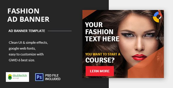 Fashion Course - HTML5 Animated Google Banner 01    Ad Templates