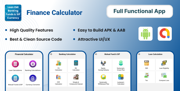 Financial Calculator - Loan, EMI, Banking, Currency Convertor, FD, RD, PPF, TAX | Admob | Android Android  Mobile Full Applications
