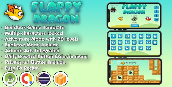 Flappy Dragon - Android Studio & Buildbox Game Template (64bit) Android  Mobile Games
