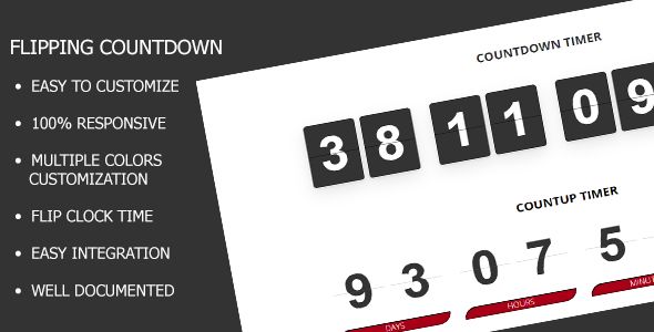 Flipping Countdown JQuery Plugin - 100% Responsive  Countdowns  