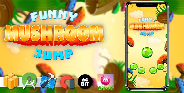 Funny Mushroom Jump Game Template iOS  Mobile Games