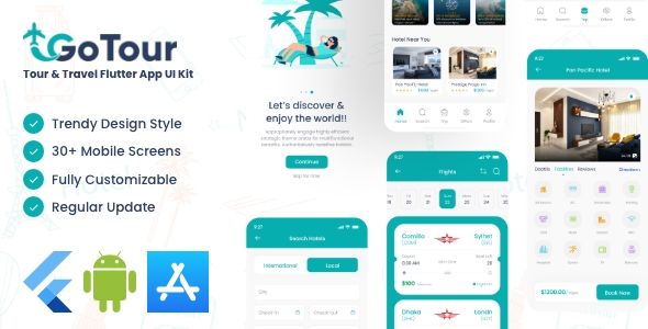 GoTour - Flutter App Ui Kit for Tours and Travels Flutter  Mobile 