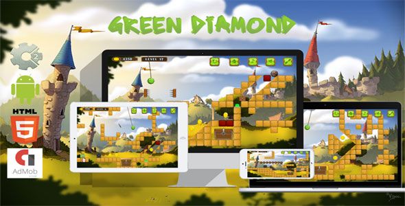 Green Diamond - HTML5 Javascript game(Construct2 | Construct 3 both version included)    Games