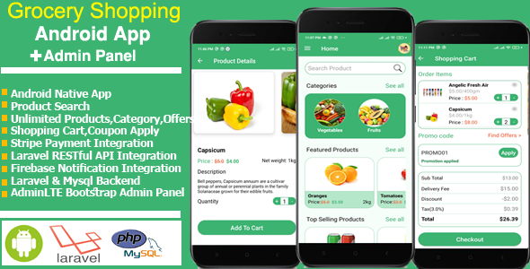 Grocery Android App with Admin Panel Android  Mobile Full Applications