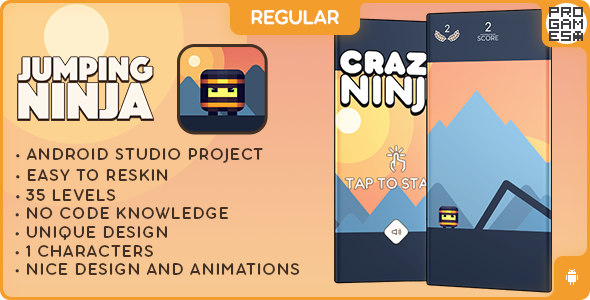 Jumping Ninja (REGULAR) - ANDROID - BUILDBOX CLASSIC game Android  Mobile Games