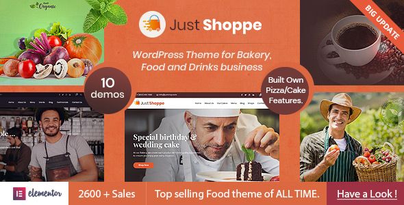 Justshoppe - Elementor Cake, Bakery & Food WordPress    