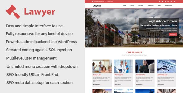 Lawyer - Law and Attorney Website CMS    