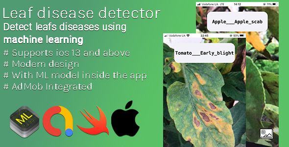 Leaf Disease Detector - iOS App With Custom Machine Learning Model To Detect Leaf Diseases iOS  Mobile Full Applications