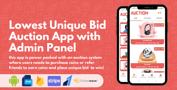 Lowest Unique Bid Auction App Android  Mobile Full Applications