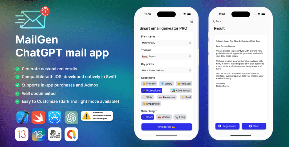 MailGen - A powerful Mail Generator iOS app based on ChatGPT and OpenAi API iOS Utilities Mobile 