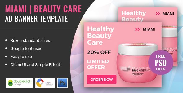 Miami Beauty Care | HTML 5 Animated Google Banner    Ad Templates