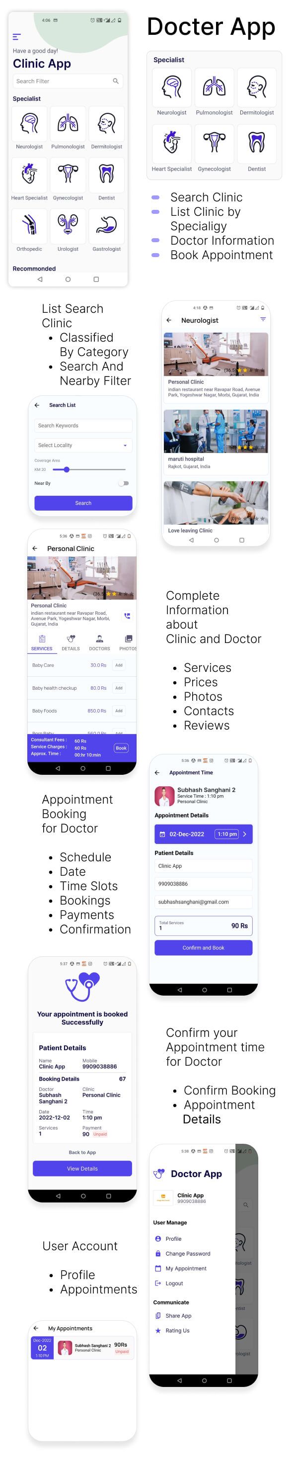 Multiple Clinics/Doctors Appointment Booking Full Flutter App - 2