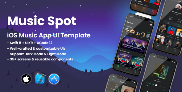 Music Spot - Mobile iOS Music Streaming UI Template iOS  Mobile Templates