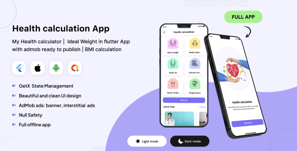 My Health calculator | Ideal Weight in flutter App with admob ready to publish | BMI calculation Flutter  Mobile Full Applications