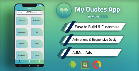 My Quotes App with Admob Android  Mobile Full Applications