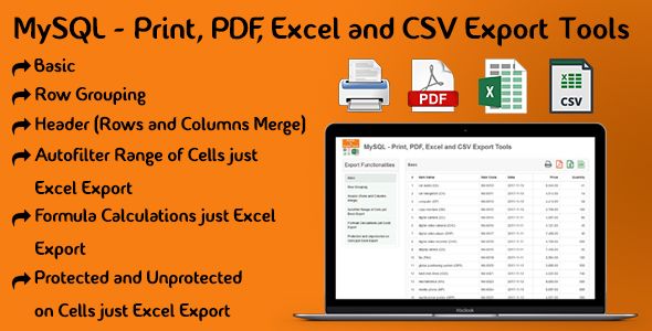 MySQL - Print, PDF, Excel and CSV Export Tools  Miscellaneous  