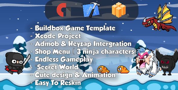 Ninja Adventure - Xcode & Builbdox Game Template (64bit) iOS Mobile Games