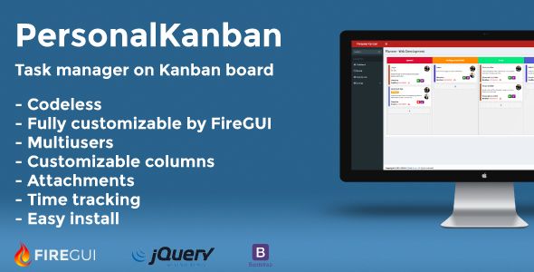 Personal Kanban Board - FireGUI Customizable    Project Management Tools