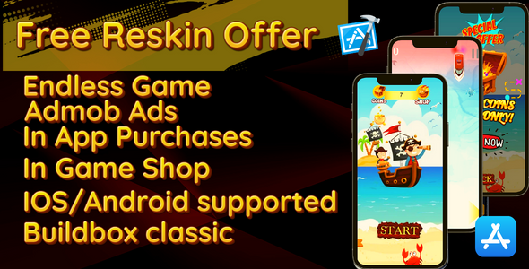 Pirate Adventure (Free Reskin + Xcode Project + Admob + In App + Buildbox Game Template) iOS  Mobile Games