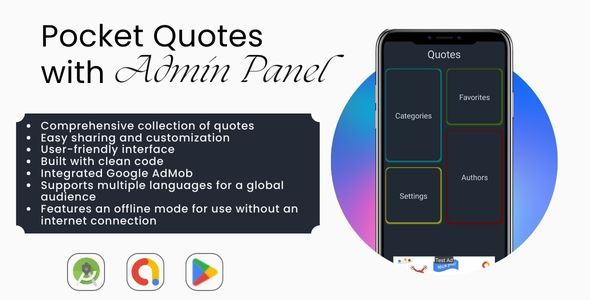 Pocket Quotes with Admin Panel - Full Application Android Css Mobile Full Applications