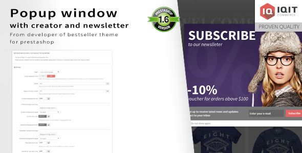 Popup window editor with newsletter Plugins, Prestashop   