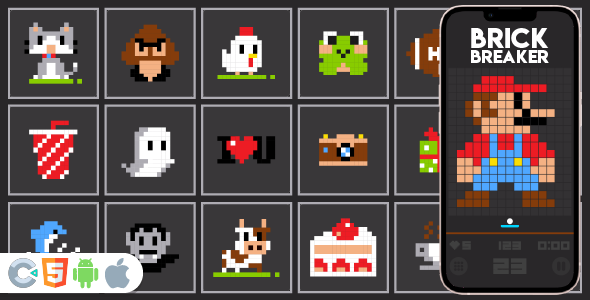 Premium Game - Pixel Brick Breaker - HTML5,Construct3    Games
