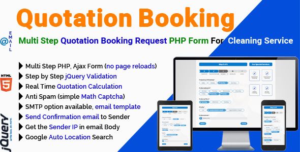 Quotation Booking - Multi Step Quotation Booking Request PHP Form For Cleaning Service    Forms