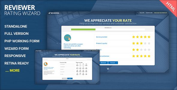 REVIEWER - Rating and Review Wizard HTML Template    Forms