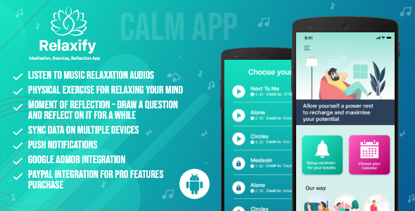 Relaxify - Meditation, Exercise, Reflection App Android  Mobile Full Applications