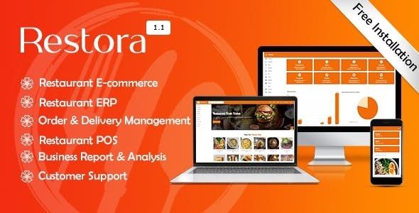 Restora - Restaurant Management System + Restaurant E-commerce    Shopping Carts