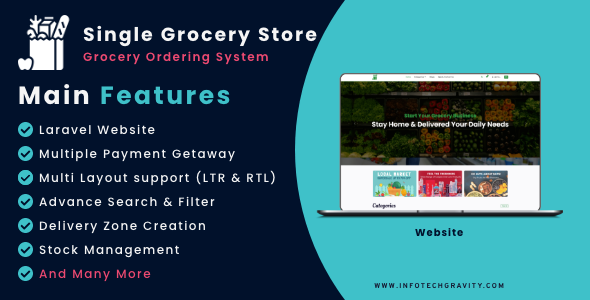Single Grocery, Food, Pharmacy Store Website & Delivery Boy Application With Admin Panel    