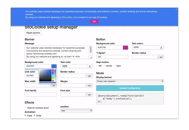 StoCookie jQuery plugin - Cookie Law Compliance and Custom Notifications - 3