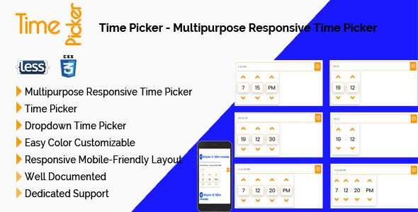 Time Picker - Multipurpose Responsive Time Picker  Calendars  