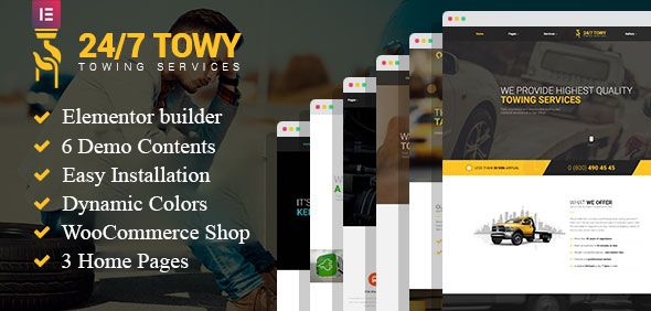 Towy - Emergency Auto Towing and Roadside Assistance Service WordPress theme    