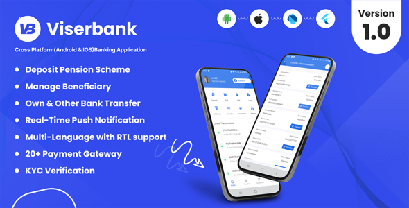 ViserBank - Cross Platform Internet Banking Application Flutter  Mobile Full Applications