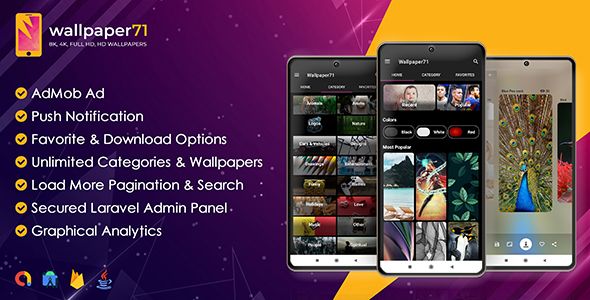 Wallpaper71 - Android Wallpaper App with Laravel Admin Panel Android  Mobile Full Applications